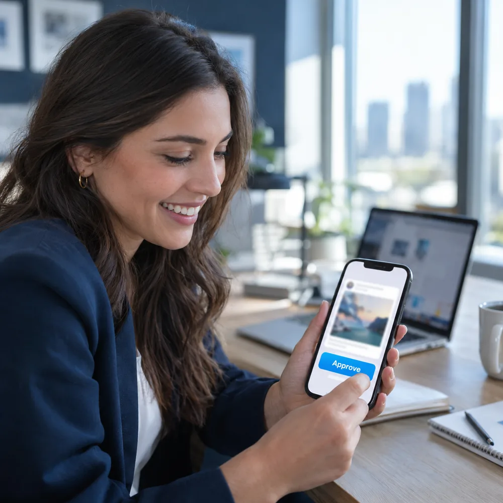 Marketing approval button on a phone