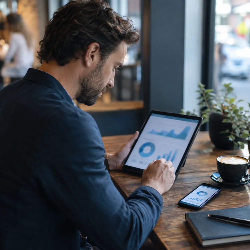 Client marketing report on a tablet