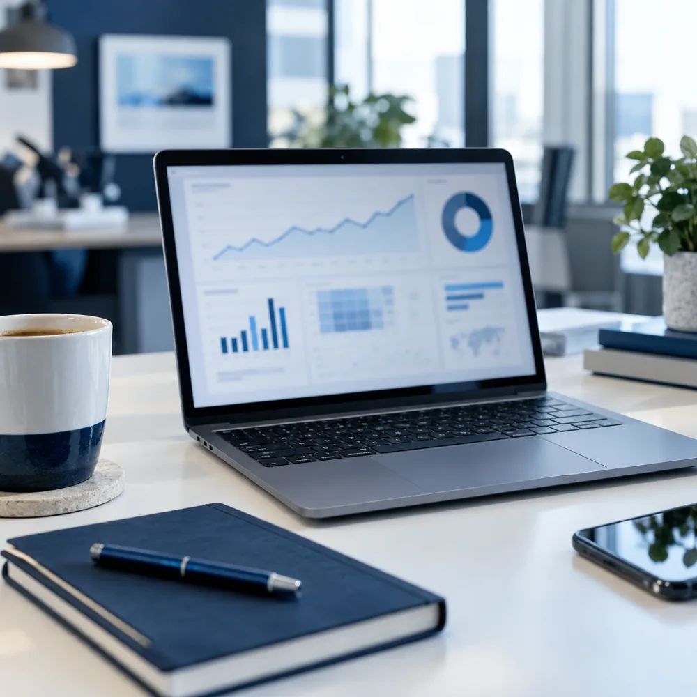 Marketing dashboard on a laptop